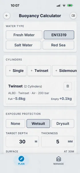 Buoyancy Calculator on tablet