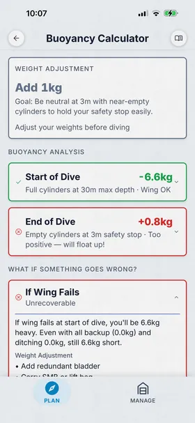 Buoyancy Calculator on phone