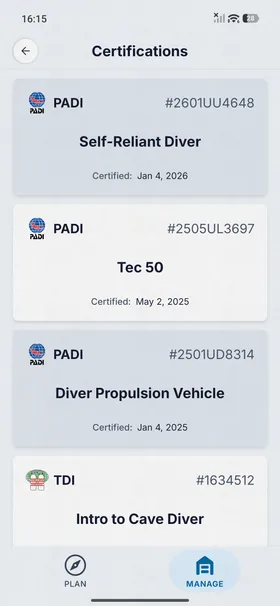 Certifications on tablet