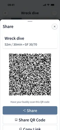 Dive Kit plan shared by QR code and URL