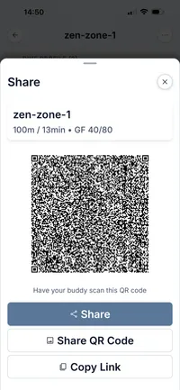 Dive Kit plan shared by QR code and URL