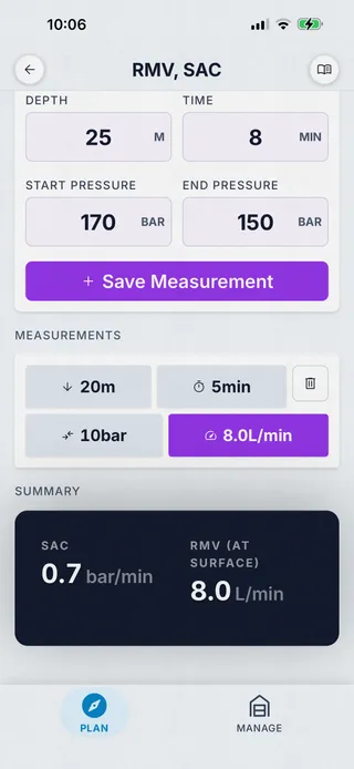 SAC/RMV Calculator screenshot